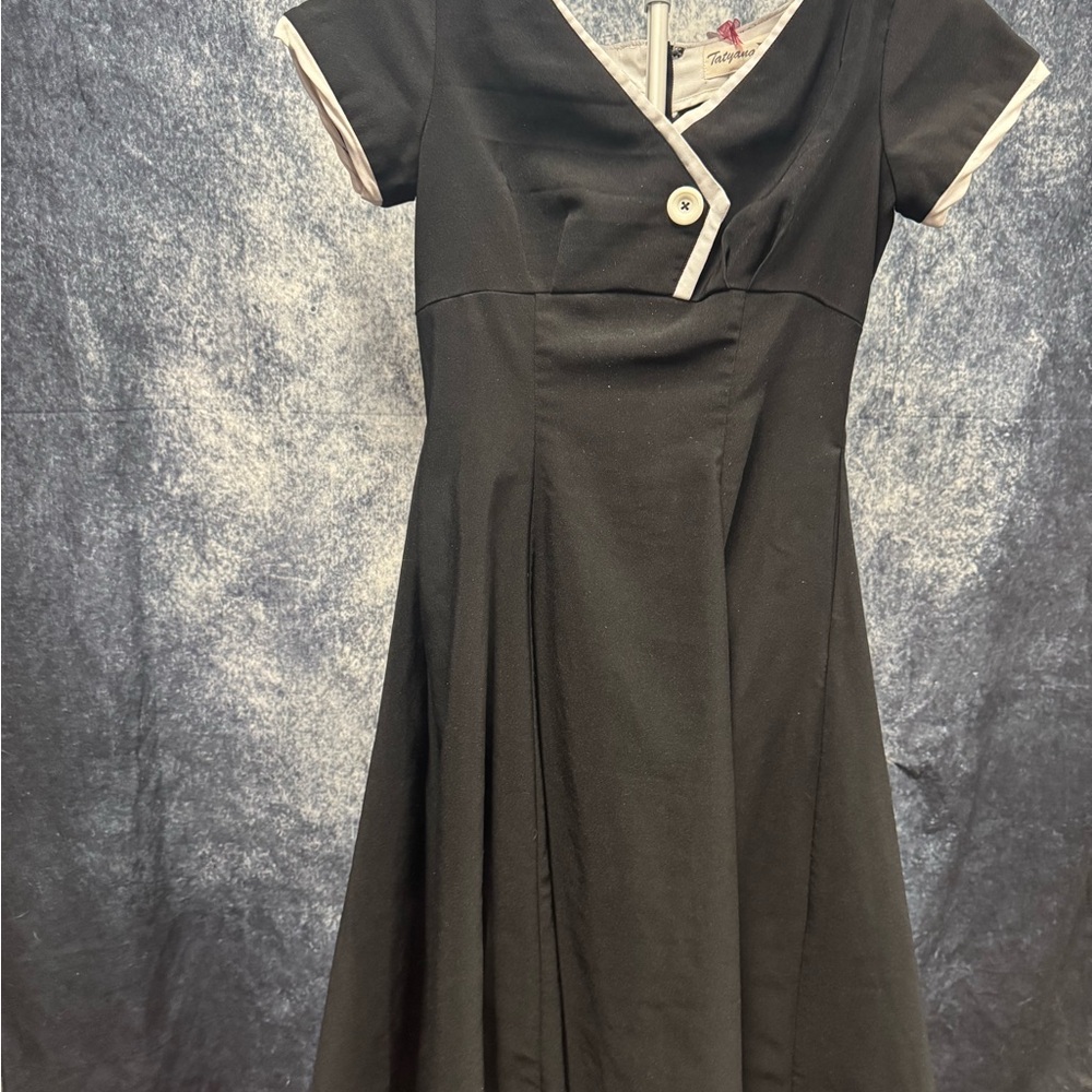 Tatyana Vintage Style Black A-Line Dress